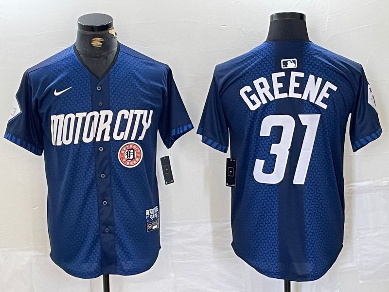 Men Detroit Tigers #31 Greene Blue City Edition Nike 2024 MLB Jersey style 4->detroit tigers->MLB Jersey